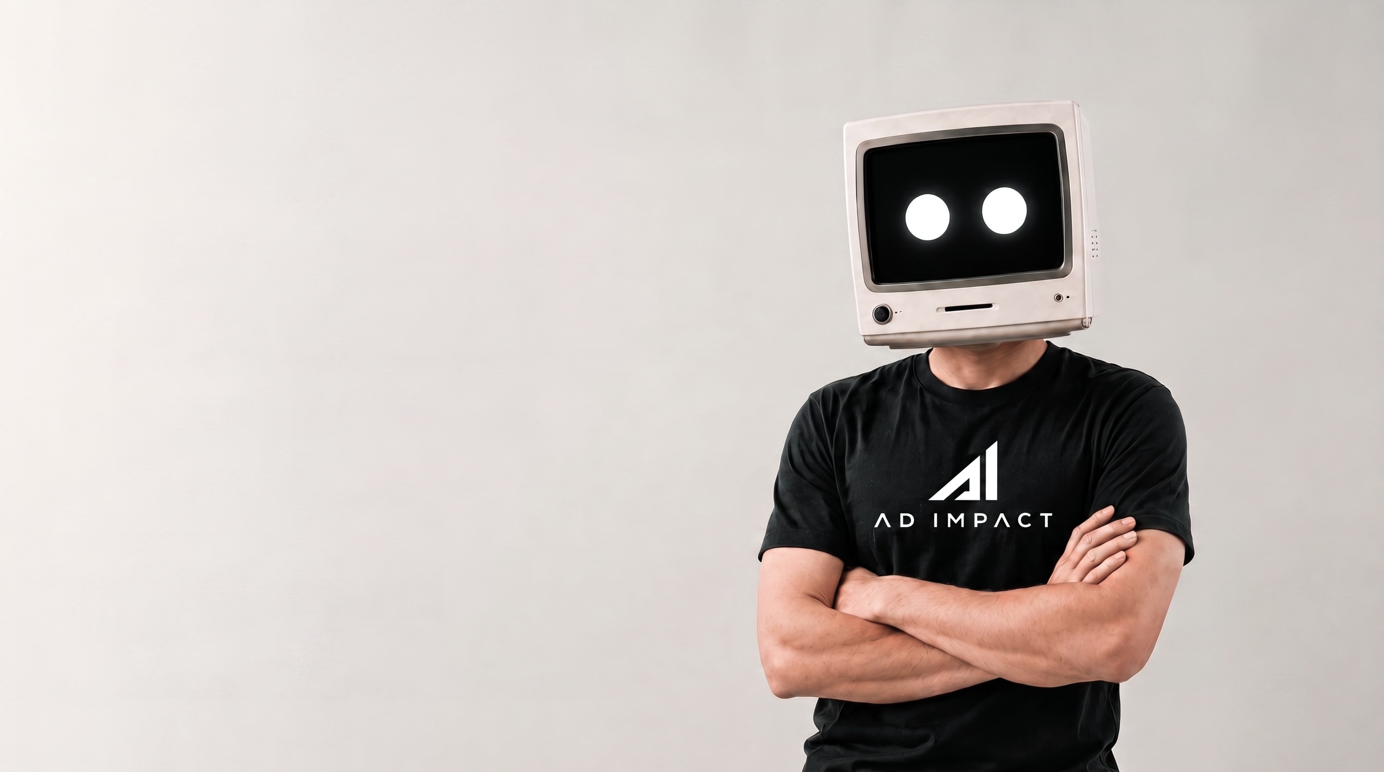 Ad Impact performance marketer wearing a retro computer helmet